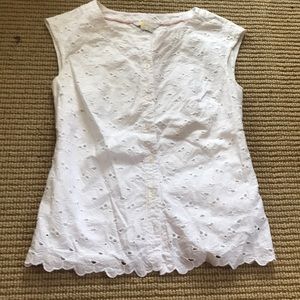 Boden white floral eyelet cap sleeve blouse 4p